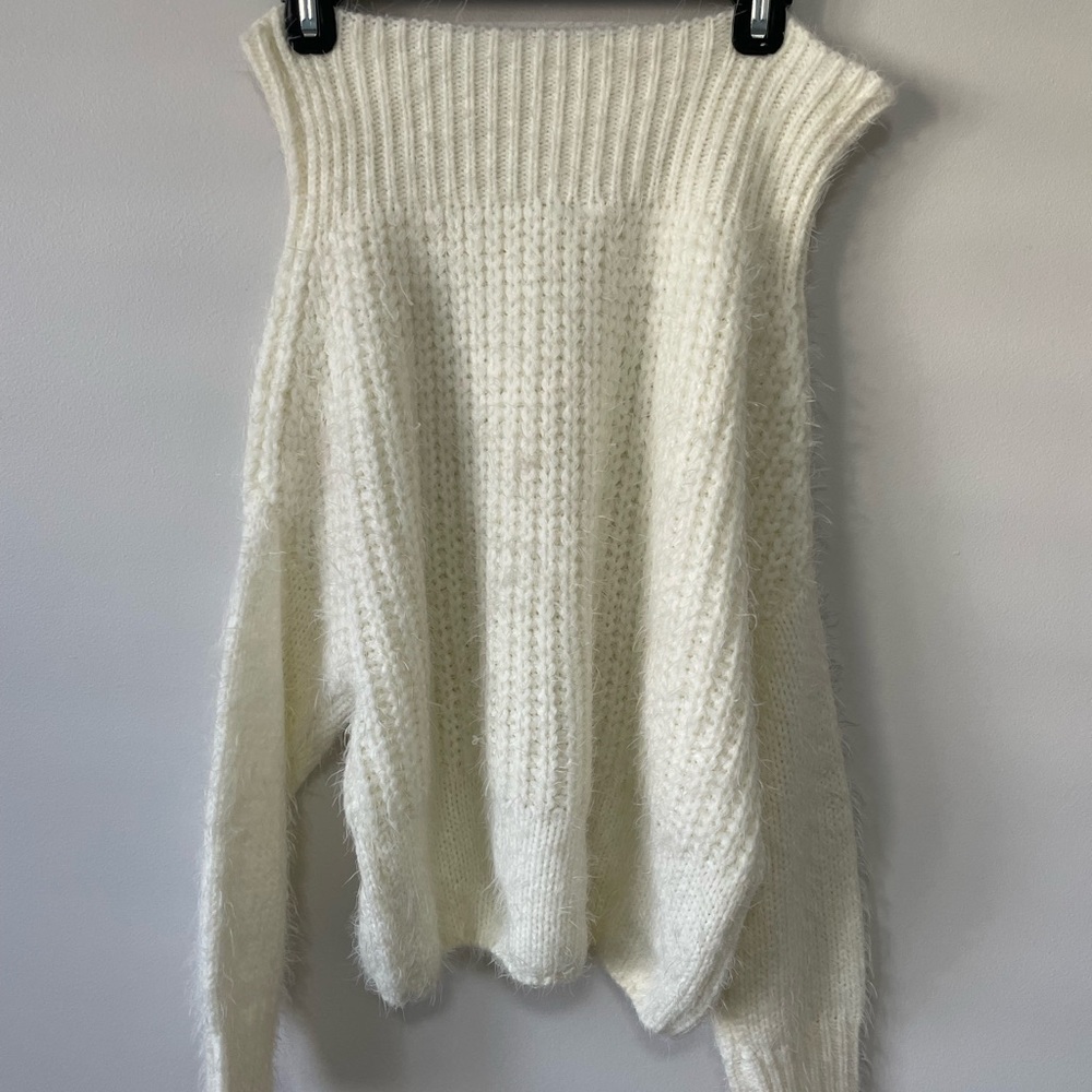 Off the Shoulder White Sweater